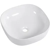 CERANO - Keramische wastafel Sano - voor opbouw - wit, glanzend - 42,5 x 42,5 cm