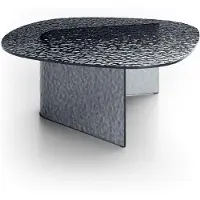 STONES Salontafel Fold Big - Frame en blad van gerookt, gehamerd glas, modern geometrisch design, vierkant, 90x90x35 cm - Handgemaakt