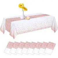 OEM Waterafstotende, rechthoekige tafelkleed, 137 x 274 cm, wit en roze-goud.