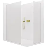 CERANO - Douchewand Walk-in Crystal T L/P - 8 mm - zonder steunpilaren - goud, melkglas - 150x60x200 cm