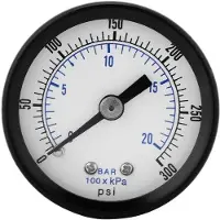 OEM Mini-drukmeter 0-20 bar / 0-300 psi met 1/8" BSPT-aansluiting, schokbestendige kunststof behuizing, geschikt voor water en benzine