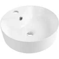 CERANO - Keramische wastafel - voor opbouw - Ramo - wit, glanzend - Ø 39 cm