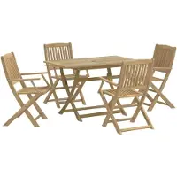 vidaXL Garten eettafelset, 5-delig, acaciahout, lichtbruin, lattenmotief, Scandinavisch design