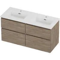 Proline Tribute Badmeubelset Porselein Elegant 2 Kraangaten 120x46x62 cm Glans Wit Raw Oak