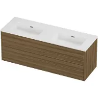 Proline tribute badmeubelset porselein elegant dubbel 140x46x54 cm mat white caramel walnut