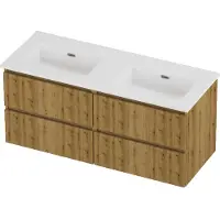 Proline tribute badmeubelset porselein elegant dubbel 120x46x54 cm glans wit urban oak