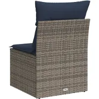 vidaXL Tuinbank zonder armleuning met kussens poly rattan grijs