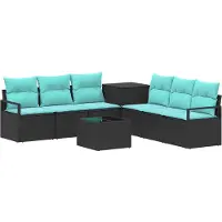 vidaXL Bankstel 8 st Zwart en Blauw 55 x 55 x 37 cm