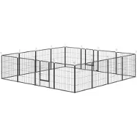 PawHut Pet Playpen-Staal-320L x 320B x 80H cm-Grijs