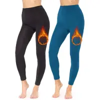 Merry Style Dames Thermische Legging - Vrijetijdsbroek - Lang - Sporbroek - Skibroek - Mosterd - 2-Pack - MS-ATX-441-Leg-2B - Zwart/Marine - XS-S