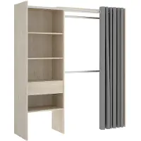 Vente-unique Verstelbare kledingkast GONTRAN - L164 / 214 CM - Eiken en grijs