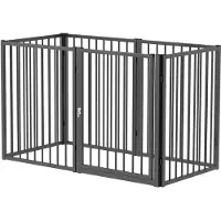 PawHut Puppyren, 76 cm hoog, 6-delig puppyren met deur, staal, zwart