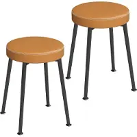 HOMCOM -Eetkamerstoel-PU-35 x 35 x 47 cm-Bruin