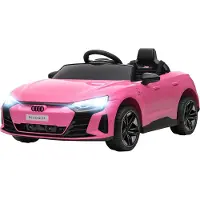 HOMCOM Elektrische kinderauto met afstandsbediening, claxon, muziek, koplampen, roze