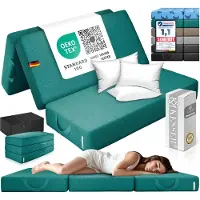 Kesser Vouwmatras 160 x 195 cm - Logeermatras 3-voudig Opvouwbaar, 15 cm Dik Schuim, Wasbare Hoes - Petrolgroen