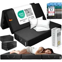 Kesser Vouwmatras 140 x 195 cm - Logeermatras 3-voudig Opvouwbaar, 15 cm Dik Schuim, Wasbare Hoes - Zwart