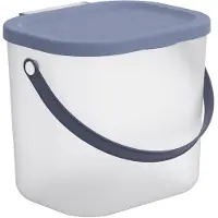 Rotho - Opbergcontainer met deksel - 6L Opbergdoos met Handvat Gerecycled Plastic - BPA-Vrij (Transparant/Donkerblauw)