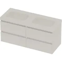 Basic Line Moby 46 Badmeubel 120x46x58cm - 4 Lades - Greeploos - Wastafel Dubbel Glans Wit - Zonder Kraangat - Matt White - Badkamermeubels, Badmeubel