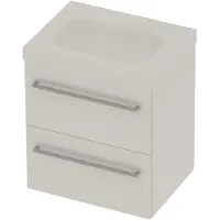 Basic Line Moby 46 Badmeubel 60x46x66cm - Opbouwgreep - Wastafel Midden Glans Wit - Zonder Kraangat - Ice White - Badkamermeubels, Badmeubel Sets