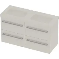 Basic Line Moby 46 Badmeubel 120x46x66cm - 4 Lades - Opbouwgreep - Wastafel Dubbel Glans Wit - Zonder Kraangat - Ice White - Badkamermeubels,