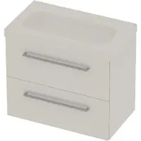 Basic Line Moby 46 Badmeubel 80x46x66cm - Opbouwgreep - Wastafel Midden Glans Wit - Zonder Kraangat - Ice White - Badkamermeubels, Badmeubel Sets