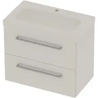 Basic Line Moby 46 Badmeubel 80x46x66cm - Opbouwgreep - Wastafel Midden Glans Wit - 1 Kraangat - Ice White - Badkamermeubels, Badmeubel Sets