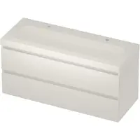 Basic Line Moby 46 Badmeubel 120x46x58cm - Greeploos - Wastafel Midden Glans Wit - 2 Kraangaten - Matt White - Badkamermeubels, Badmeubel Sets