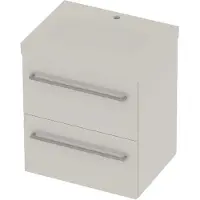 Basic Line Moby 46 Badmeubel 60x46x66cm - Opbouwgreep - Wastafel Midden Mat Wit - 1 Kraangat - Ice White - Badkamermeubels, Badmeubel Sets