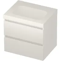 Basic Line Moby 46 Badmeubel 60x46x58cm - Greeploos - Wastafel Midden Mat Wit - Zonder Kraangat - Matt White - Badkamermeubels, Badmeubel Sets