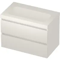 Basic Line Moby 46 Badmeubel 80x46x58cm - Greeploos - Wastafel Midden Mat Wit - Zonder Kraangat - Matt White - Badkamermeubels, Badmeubel Sets