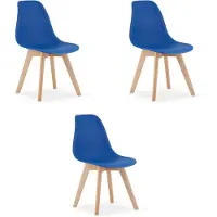 Leobert Stoel - - Kito - Blauw/Natuurlijke poten - 46 x 54,5 x 80 cm - Set van 3