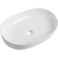 CERANO - Keramische wastafel Nicole - voor opbouw - wit, glanzend - 60x42 cm