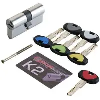 Securemme Geprofileerd cilinderslot, Europees model "K2", met 1 sleutel en 5 bijbehorende sleutels, type 0Ck2 - afmetingen 40x40 mm (artikelnummer: 3200CCS40401X5)