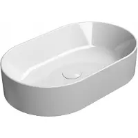 GSI Kube X Keramische wastafel op de plaat, 60x37cm, ovaal, wit ExtraGlaze