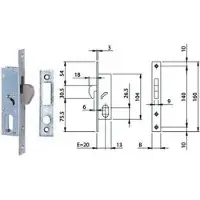 Iseo Inlegslot voor schuifdeuren met haaksluiting, 1 sluitpunt, model 76820 - voorplaat: 16x160x3 mm (7682010)
