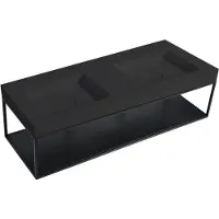 CERANO Dubbele wastafel van gietmarmer, model Dualia, met bevestigingsconsole - wandmodel - mat zwart - 133x46x45 cm