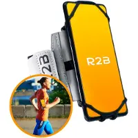 R2B Hardloop telefoonhouder met 360 graden rotatie - t/m 6,5 inch - Zilver - Sportarmband Telefoon - Hardloop Armband