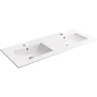CERANO Dubbel wastafel, keramisch, model Todo, voor meubelmontage, wit, glanzend, 121x46,5 cm