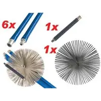 Briconess Schoorsteenveegset met flexibele scharnier - 6 stangen van 140 cm + 1 borstel van 25 cm + 1 veer van 25 cm