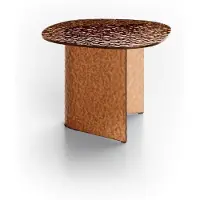 STONES Salontafel Fold Small - Frame en blad van geborsteld glas in bronskleur, modern en elegant design, afmetingen 60x60x44 cm - Meubelstuk