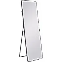 Relaxdays Lichaamsspiegel met verlichting, 160 x 50 cm, rechthoekig, 2-in-1: vrijstaande spiegel en wandspiegel, metaal, zwart