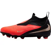 Nike Phantom 6 High Academy Gras / Kunstgras Voetbalschoenen (MG) Kids Zwart Felrood Goud