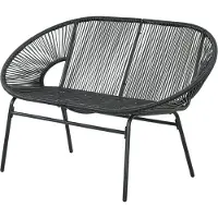 Outsunny Gartenbank Stahl, PE-Rattan Schwarz
