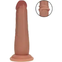 Realrock - realistische dildo met dubbele dichtheid (gebruind) - 15,5 cm