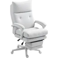 HOMCOM -Bürostuhl-Polyester, Nylon-70L x 68B x 114-122H cm-Cremeweiß