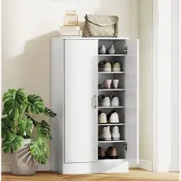 MODFU - Schoenenkast - Verstelbare Planken - Soft-Close Scharnieren - Wit - 55 X 35 X 108 Cm