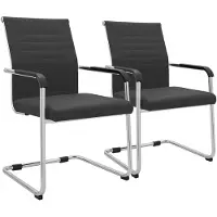 CLP Hakon Set van 2 eetkamerstoelen - Met Armleuningen - Chroom - Lederlook - Metaal/grijs