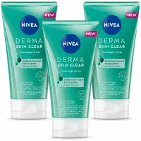 Nivea 3 x - Gezichtsscrub - DERMA Huidzuiver - Voor onzuivere huid - Met Salicylzuur (AHA) & Niacinamide - Tegen Acne & Mee-eters - 150 ml - Bulkverpakking - 3 stuks