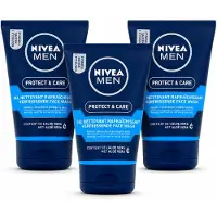 Nivea 3 x MEN - Protect & Care - Reinigingsgel Gezicht - 100 ml - Bulkverpakking - 3 stuks