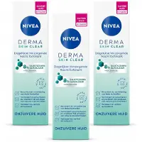 Nivea 3 x - Nacht Exfoliant - DERMA Huidzuiver Dagelijkse Verzorging - Met Salicylzuur (AHA), Glycolzuur & Niacinamide - Tegen Acne & Mee-eters - 40 ml - Bulkverpakking - 3 stuks